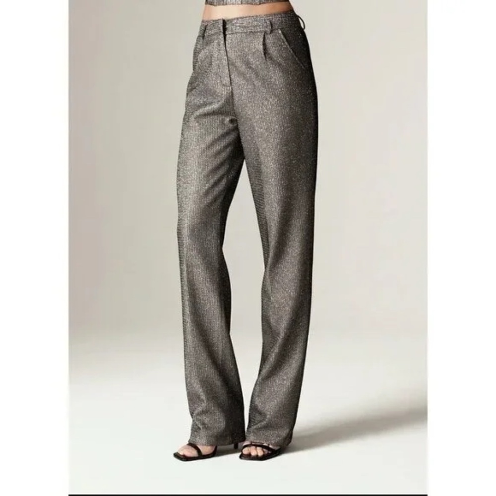 Aliana Donna Titanium Foiled Pants (Metallic Charcoal) size Medium